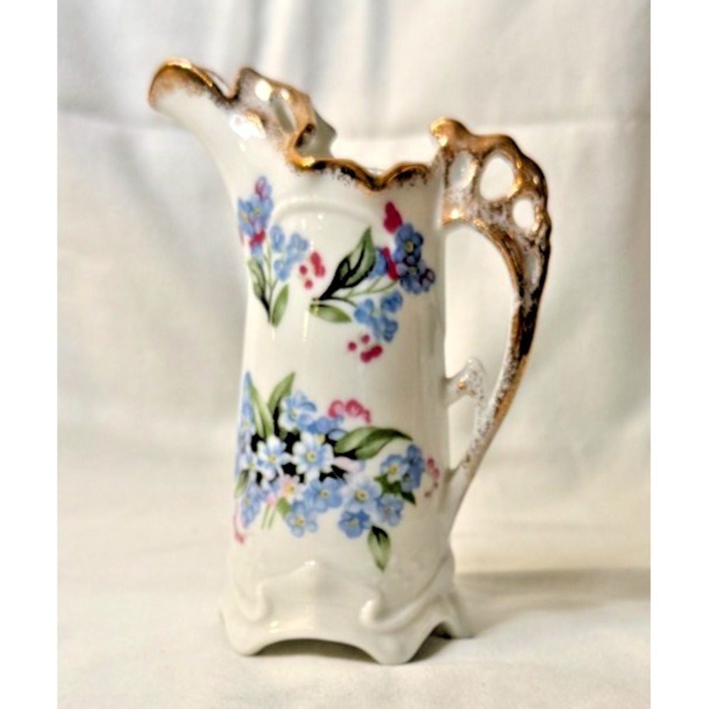 Vintage Royal Crown Hand-Painted Porcelain Floral Pitcher/Creamer Pattern 31/990